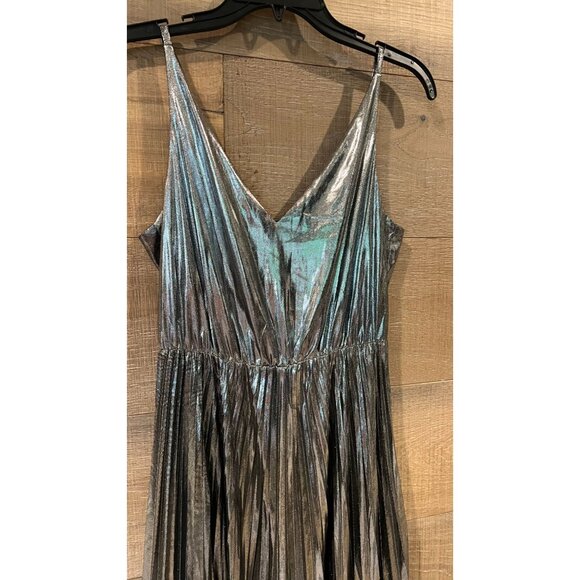Allsaints Spark Metallic Pleated Maxi Dress Size S - Picture 3 of 8